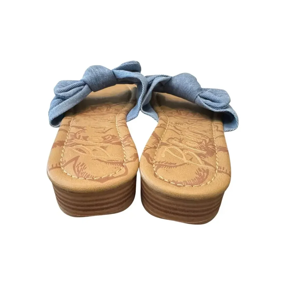 Blowfish Malibu Bow Slide Sandals Denim Blue Women’s 9.5